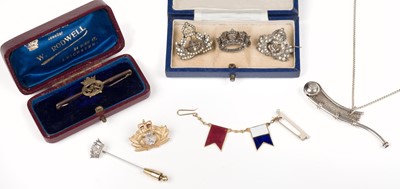 Lot 319 - Sweetheart brooches. A collection of Naval items, including a 9ct gold brooch