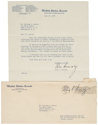 Lot 292 - Kennedy (John Fitzgerald, 1917-1963). Typed Letter Signed, 'John Kennedy', 27 June 1958