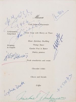 Lot 285 - Haile Selassie I (1892-1975), A signed Menu for Luncheon in honour of His Imperial Majesty