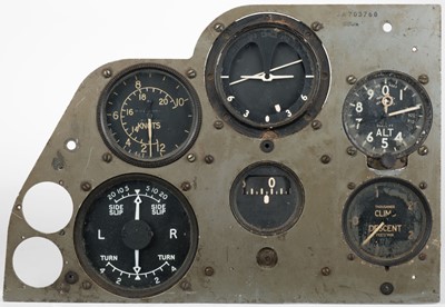Lot 71 - Instrument panel. A British aircraft instrument panel, circa 1930s