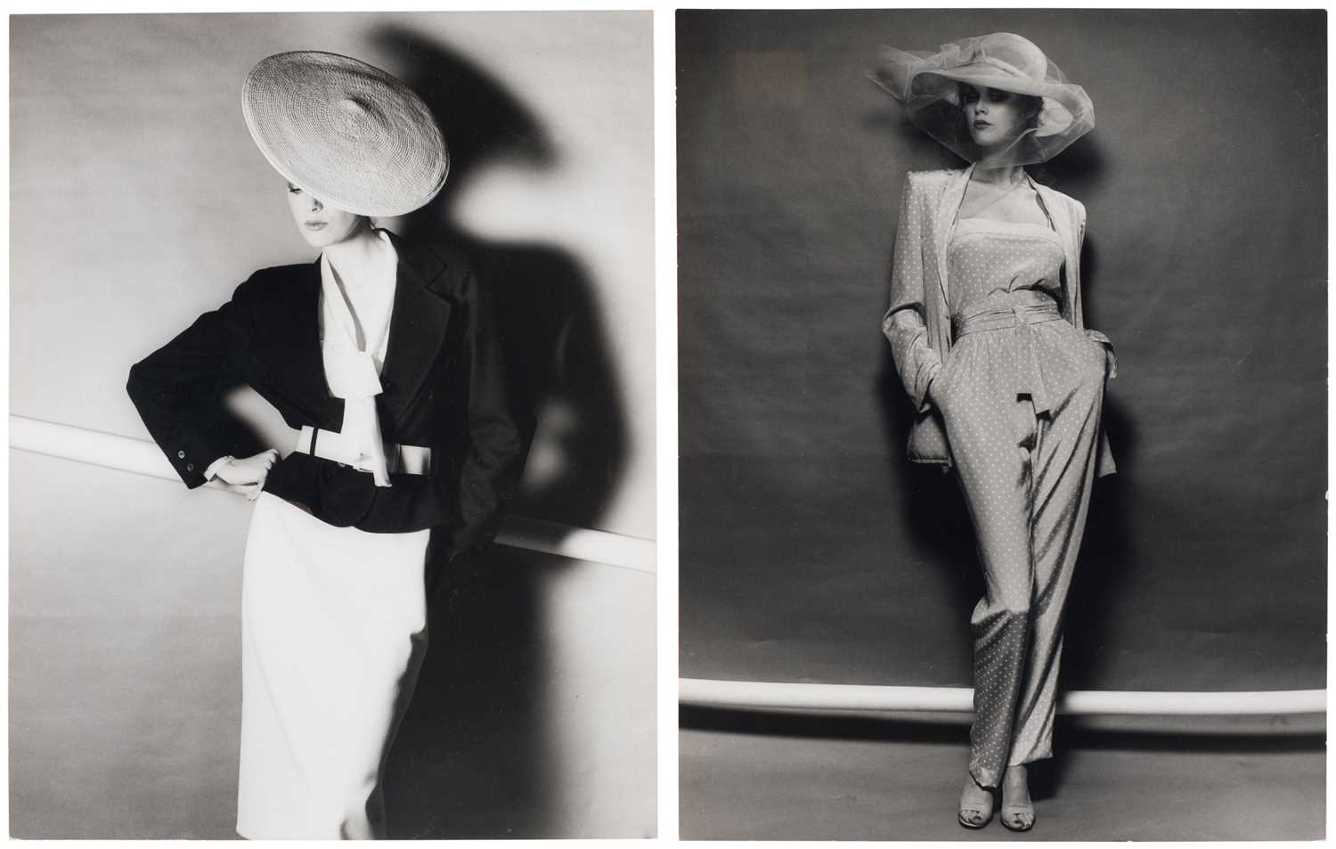 Lot 48 - Fashion. A group of 7 gelatin silver prints and 9 ektachrome transparencies of female models...