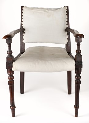 Lot 265 - Campaign furniture. A Victorian mahogany 'Roorkhee' style campaign chair