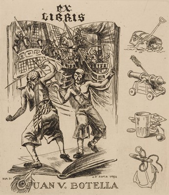 Lot 390 - Spanish Bookplates. Collection of approximately 100 Spanish ex-libris