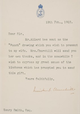 Lot 273 - Churchill (Winston Leonard Spencer, 1874-1965). Typed Letter Signed, ‘Winston S. Churchill’