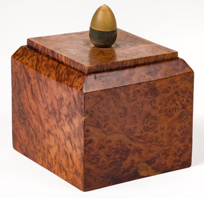 Lot 212 - Churchill (Winston Leonard Spencer, 1874-1965). An Art Deco burr yew wood tea caddy, c. 1935