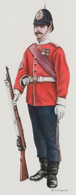 Lot 233 - Alston-Roberts-West (Guy). Victorian infantry soldier circa 1890, watercolour on paper