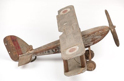 Lot 116 - Weather vane. An early bi-plane wooden weather vane