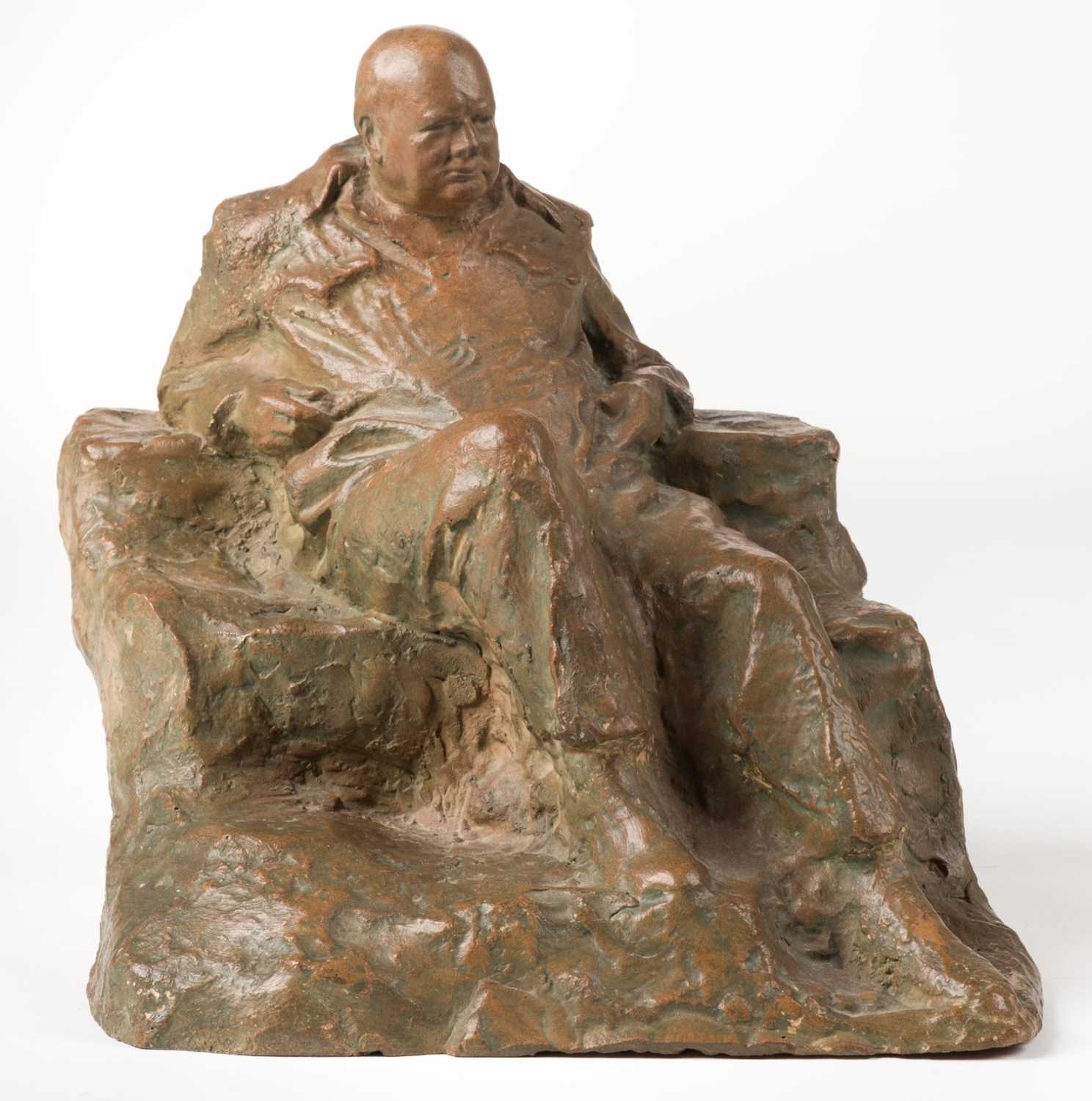 Lot 304 - Churchill (Winston Leonard Spencer). A terracotta maquette of Churchill by Oscar Nemon, c. 1955