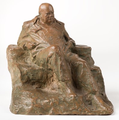 Lot 211 - Churchill (Winston Leonard Spencer). A terracotta maquette of Churchill by Oscar Nemon, c. 1955