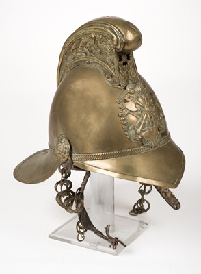 Lot 181 - Fire Fighting. An Edwardian brass Merryweather fireman's helmet