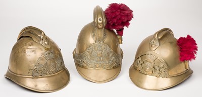 Lot 180 - Fire Fighting. A French brass fireman's helmet, late 19th century