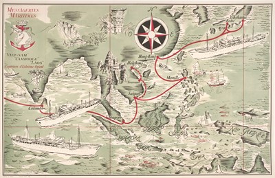 Lot 196 - Messageries Maritimes - Courriers d'Extreme-Orient, c. 1950
