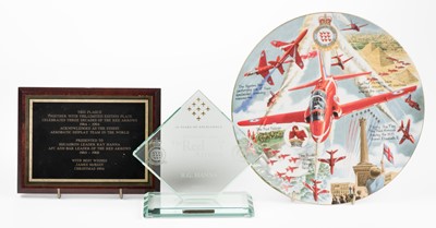 Lot 150 - Red Arrows. A Red Arrows glass trophy presented to Ray Hanna for 40 years of excellence