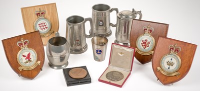 Lot 148 - RAF awards. A collection of Ray Hanna silver-plated and pewter presentation tankards