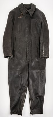 Lot 138 - Luftwaffe. A WWII German black leather flying suit, circa 1943