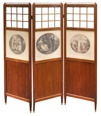Lot 320 - zzDressing Screen. An Edwardian three-fold screen