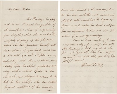 Lot 286 - Hastings (Warren, 1732-1818). Governor-General of India (Daylesford, between 1814 and 1818)