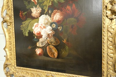 Lot 12 - Verelst (Simon, 1644-1721). Still Life with roses, tulips, carnations & convolvulus in a vase