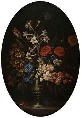 Lot 15 - Dutch School. Set of four Still Lifes of Flowers in a Silver Goblet, later 17th century