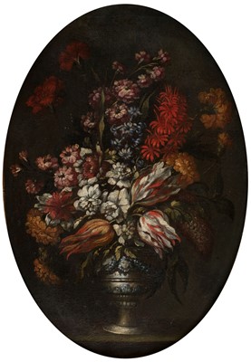 Lot 15 - Dutch School. Set of four Still Lifes of Flowers in a Silver Goblet, later 17th century