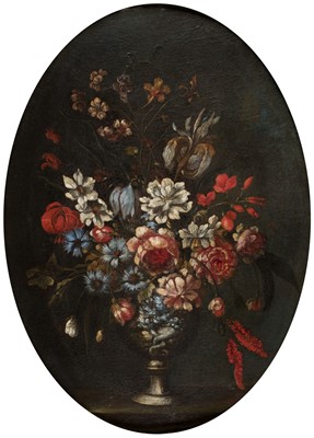 Lot 15 - Dutch School. Set of four Still Lifes of Flowers in a Silver Goblet, later 17th century