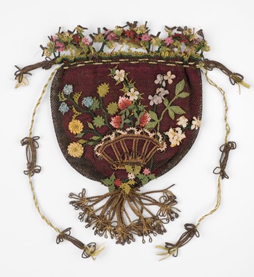 Lot 479 - Embroidered Reticule. A drawstring purse or sweet bag, English, 17th century, & one other