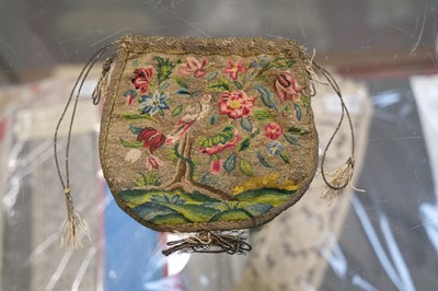 Lot 479 - Embroidered Reticule. A drawstring purse or sweet bag, English, 17th century, & one other