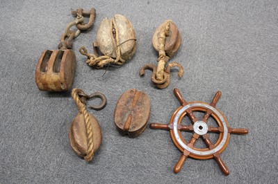 Lot 176 - Ship blocks. A collection of ship blocks, 19th century and later