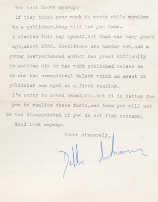 Lot 716 - Du Maurier (Daphne, 1907-1989). Typed Letter Signed, ‘Daphne du Maurier’...