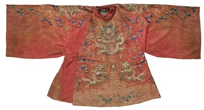 Lot 452 - Chinese Dragon Robe. A silk brocade nine-dragon robe, late Qing Dynasty, & another
