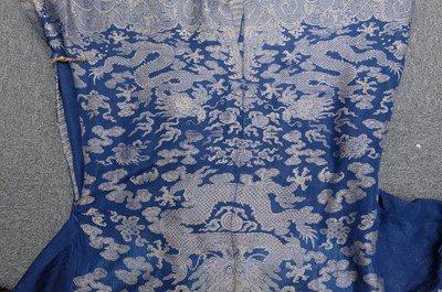Lot 452 - Chinese Dragon Robe. A silk brocade nine-dragon robe, late Qing Dynasty, & another