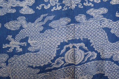 Lot 452 - Chinese Dragon Robe. A silk brocade nine-dragon robe, late Qing Dynasty, & another