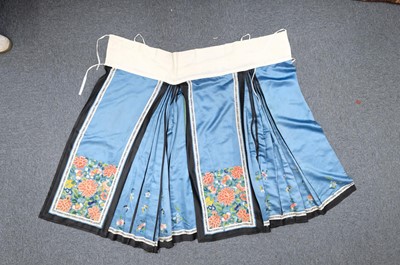 Lot 453 - Chinese Skirt. An embroidered skirt, late Qing Dynasty