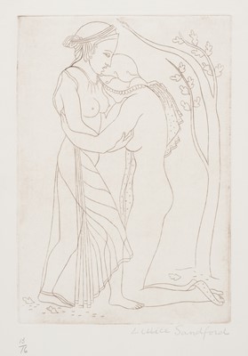 Lot 372 - Sandford (Lettice, 1902-1993). Two girls embracing, zinc engraving, plus five further works
