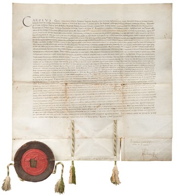 Lot 210 - Charles V (1500-1558). Document Signed 'Carolus', Genoa, 24 October 1536