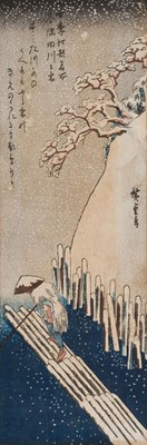 Lot 179 - Hiroshige (Utagawa, 1797-1858). Snow on the Sumida River, woodblock