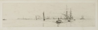 Lot 104 - Wyllie (William Lionel, 1851-1931). Dreadnought Battleships in their Lair.., and one other