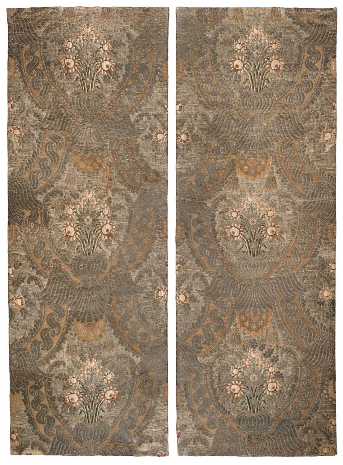 Lot 488 - Fabric. Two 18th century matching silk brocade panels