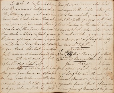 Lot 237 - Manuscript Cookery Receipts. A manuscript cookery receipts book, compiled by Anne Swaine
