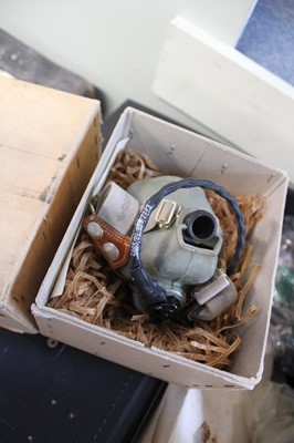 Lot 130 - Flying apparel. Various flight cases 'R.G. Hanna', flying boots, helmets, goggles, etc
