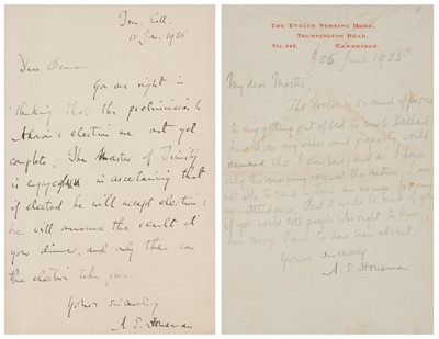 Lot 290 - Housman (Alfred Edward, 1859-1936), English poet classical scholar. Autograph Letter Signed