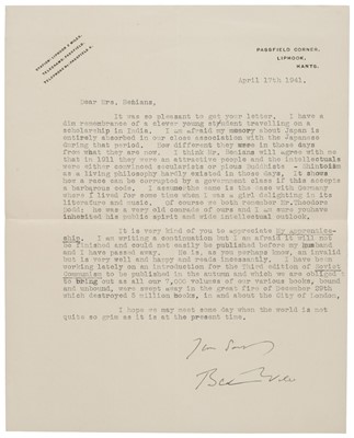 Lot 300 - Marshall (Mary Paley, 1850-1944), A group of 6 Autograph Letters Signed, Cambridge, 1918 etc.