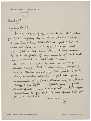 Lot 313 - Sassoon (Siegfried, 1886-1967), English poet, writer and soldier. Autograph Letter Signed, 1938