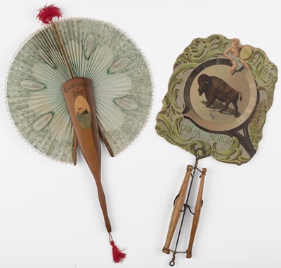 Lot 562 - Moveable Fan. Pan-American Exposition advertising fan, 1901, & 7 others