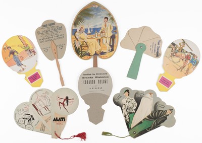 Lot 554 - Advertising Fans. A group of 36 Italian and 57 Spanish advertising fans
