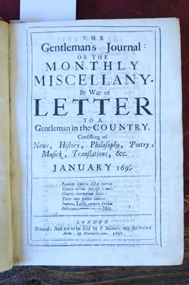 Lot 238 - Motteux (Pierre, edit.). The Gentleman's Journal: or the Monthly Miscellany, vol. 1 only of 3, 1692