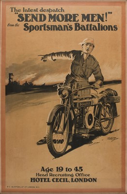 Lot 169 - The latest despatch. "Send More Men!" from the Sportsman's Battalions..., lithographic poster