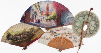 Lot 567 - Spanish Fan. A painted folding fan, Seville: Chaparteguy, early 20th century, & 26 others