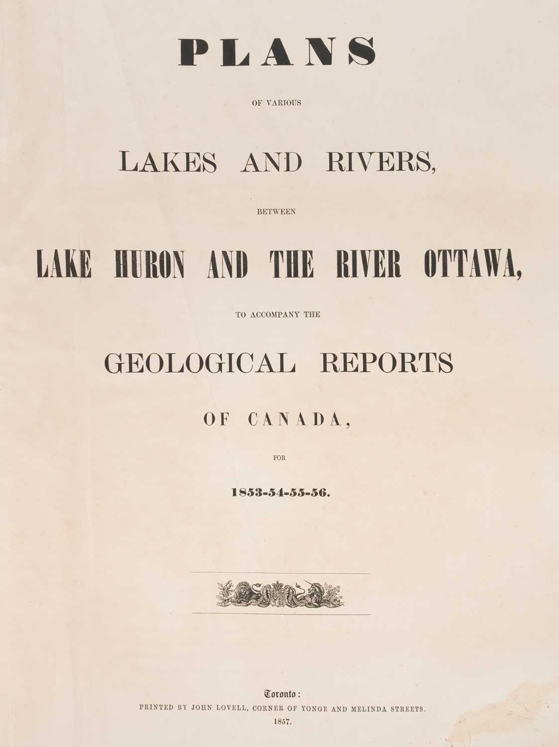 Lot 35 - Lovell (John, publisher). .., lakes and rivers between Lake Huron and the River Ottawa..., 1857