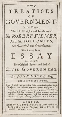 Lot 344 - Locke (John). Two Treatises of Government..., 5th ed., 1728